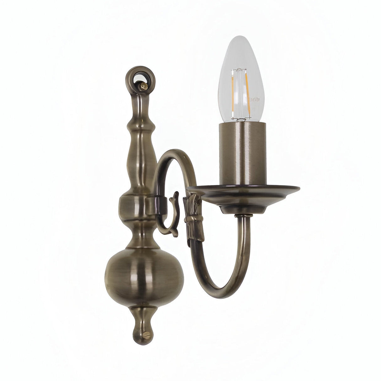 Flessen 1 Light Solid Brass Wall Light - Antique Brass
