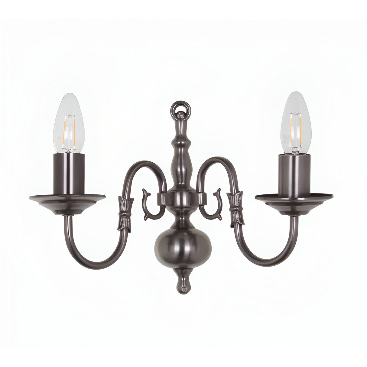 Flessen 2 Light Solid Brass Wall Light - Pewter