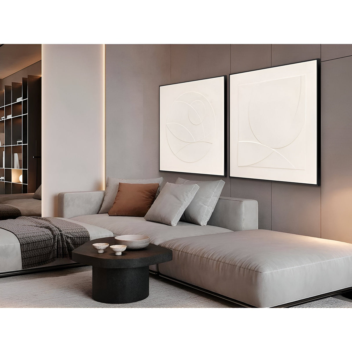 Albos Dual Textured Wall Vinyl Bas-Relief Acrylic Painting – 100x100cm