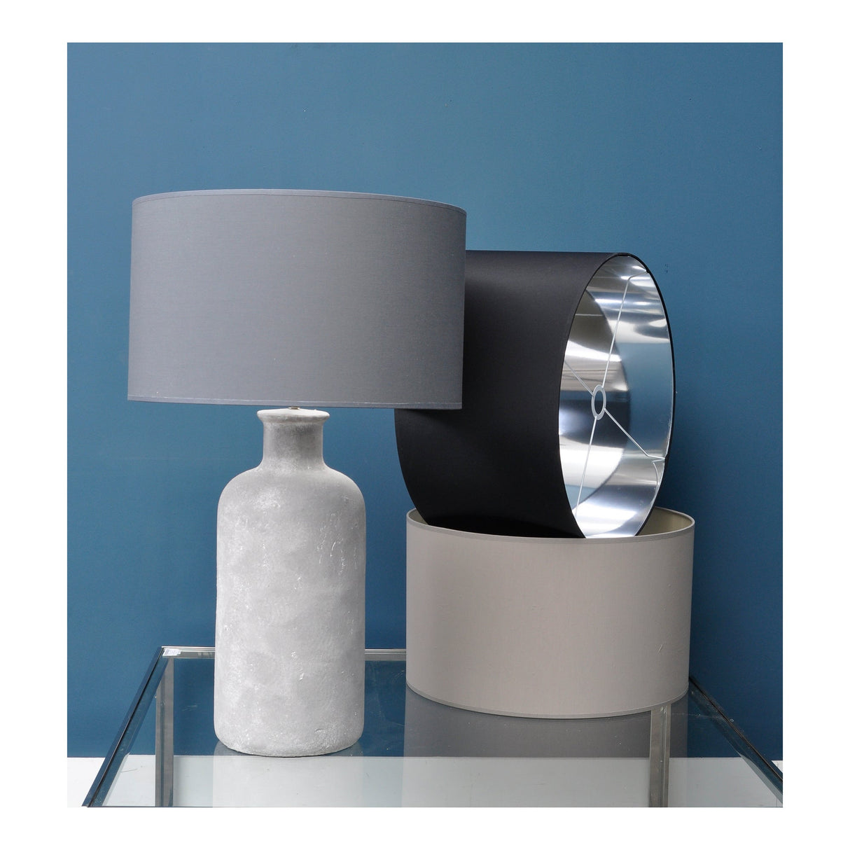 Lined Drum 20″ Lampshade - Grey & Silver