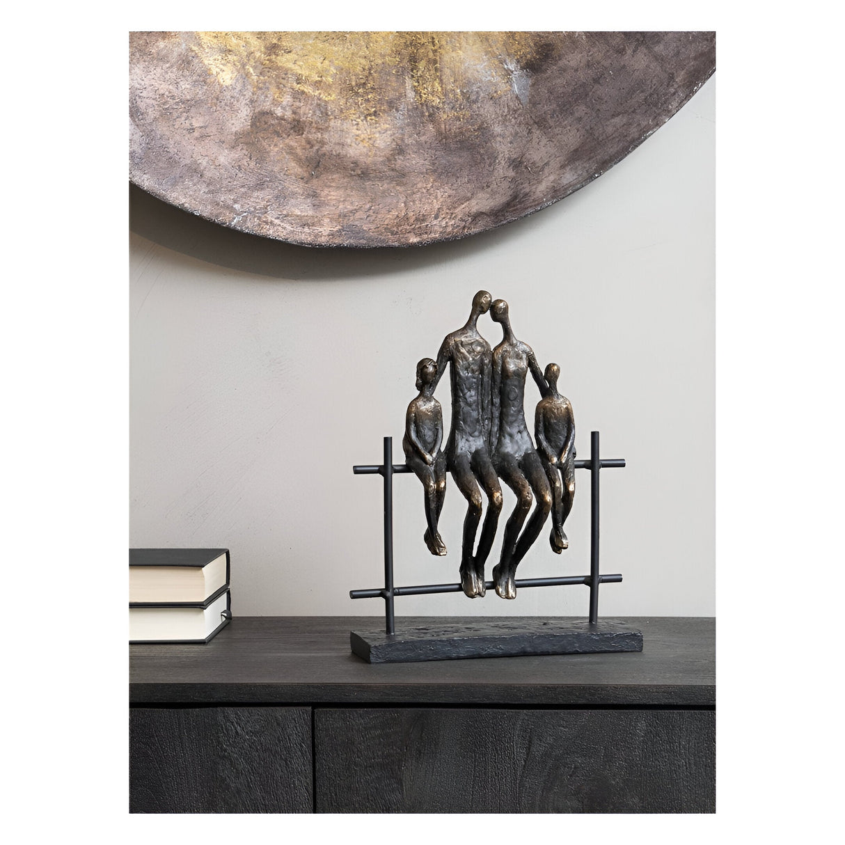 Duxford Family Of 4 Antique Bronze Bench Figurine - 31.2cm