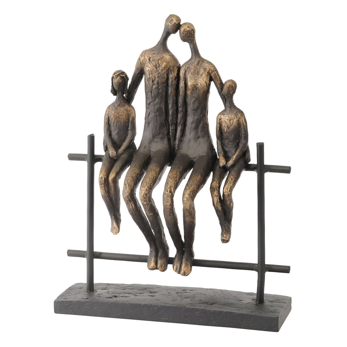 Duxford Family Of 4 Antique Bronze Bench Figurine - 31.2cm