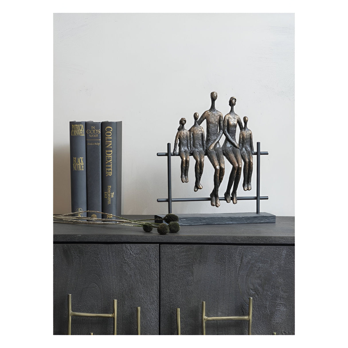 Duxford Family Of 5 Antique Bronze Bench Figurine - 31cm