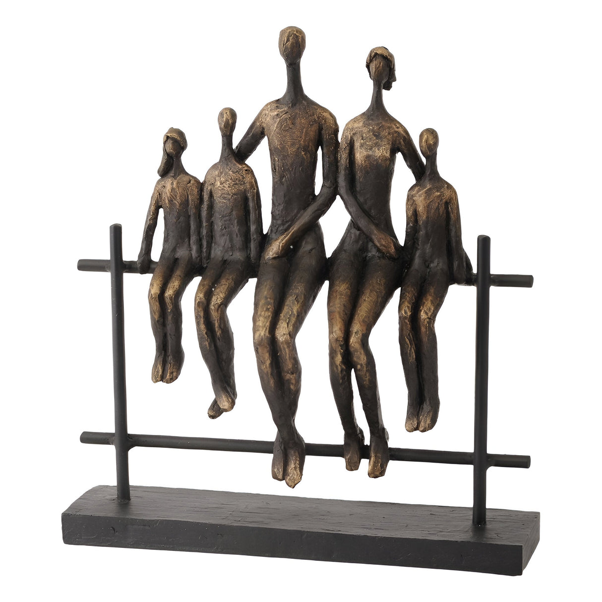 Duxford Family Of 5 Antique Bronze Bench Figurine - 31cm