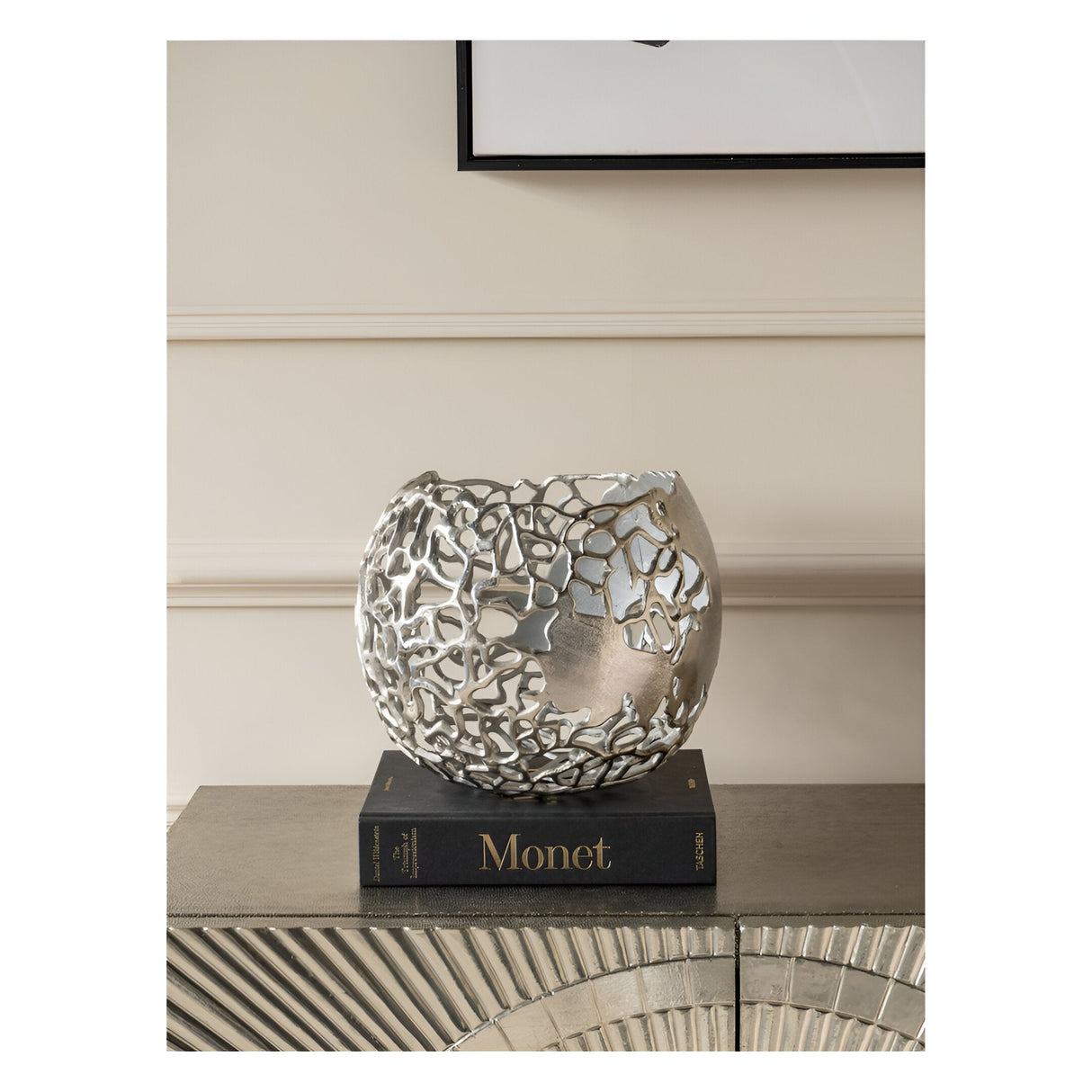Apo Coral Aluminium Spherical Vase - Silver