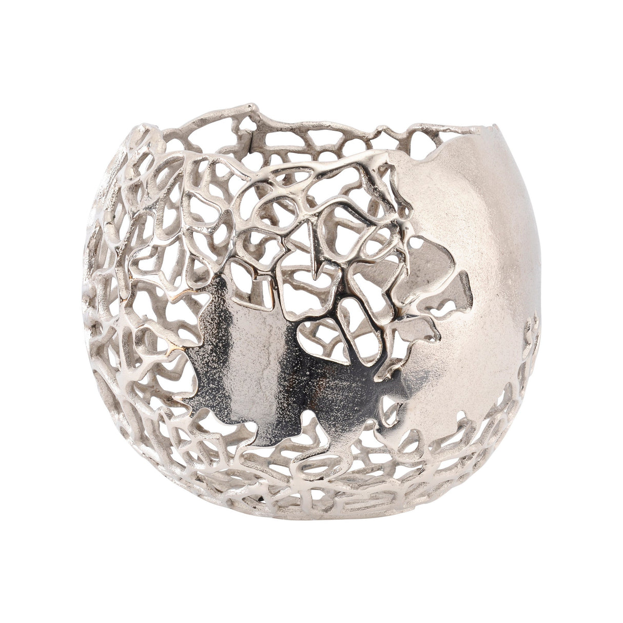 Apo Coral Aluminium Spherical Vase - Silver