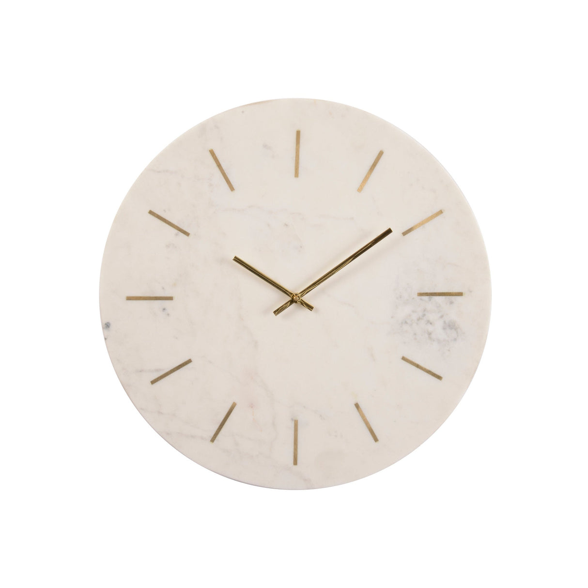 Brass Inlay & Marble Wall Clock - White