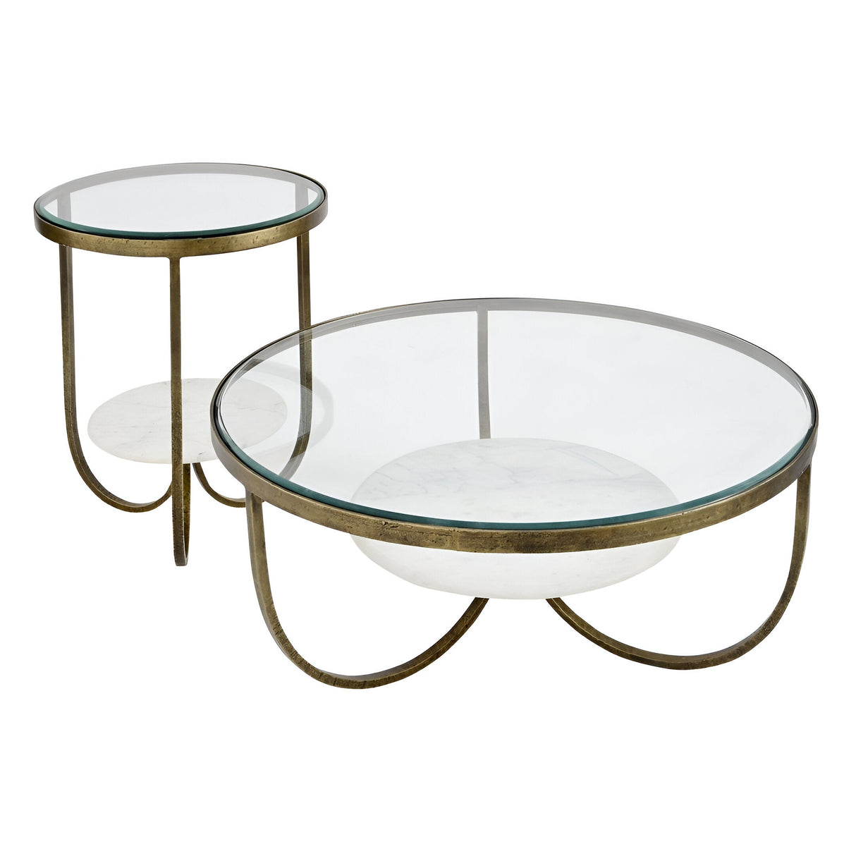 Nolita White Marble & Iron Coffee Table - Antique Gold