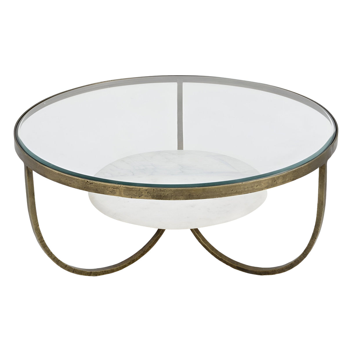 Nolita White Marble & Iron Coffee Table - Antique Gold