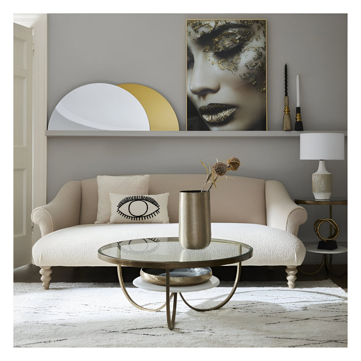 Nolita White Marble & Iron Side Table - Antique Gold