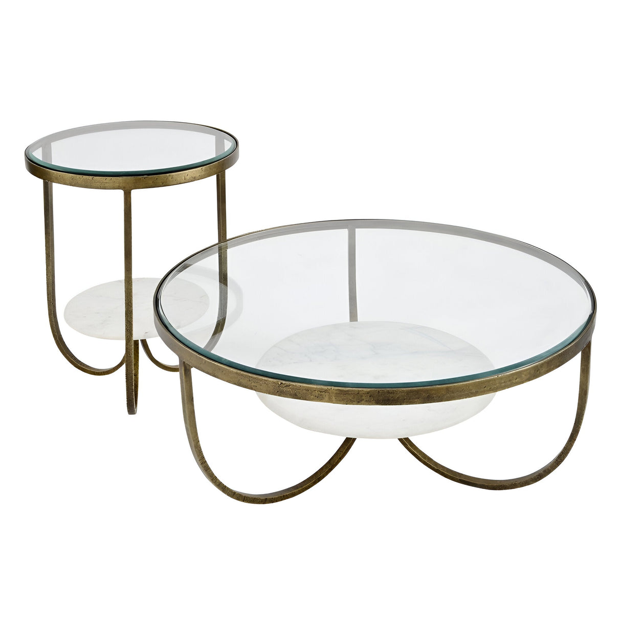 Nolita White Marble & Iron Side Table - Antique Gold