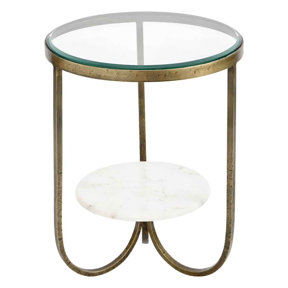 Nolita White Marble & Iron Side Table - Antique Gold