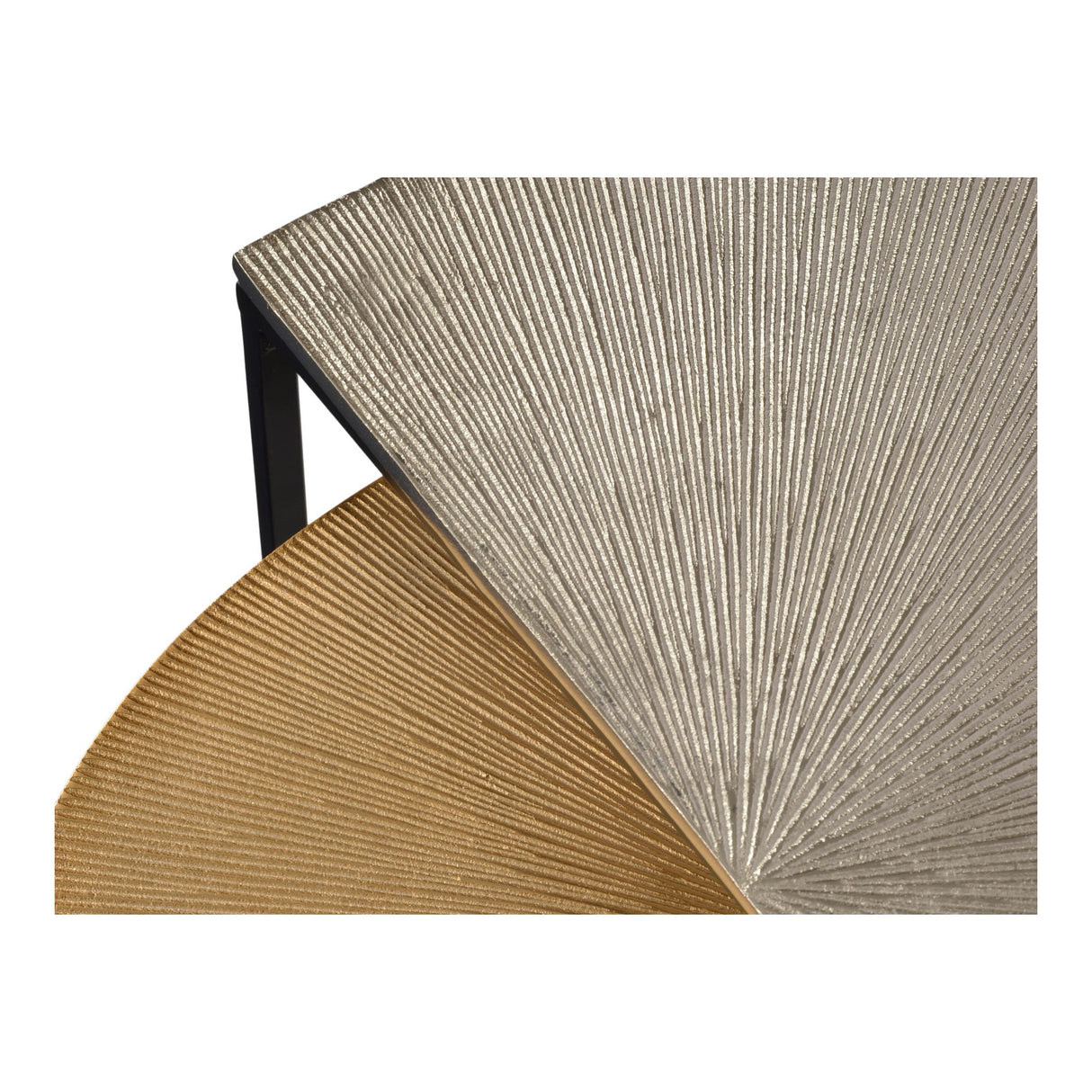 Starburst Set of 2 Semi Circle Side Tables - Gold & Silver