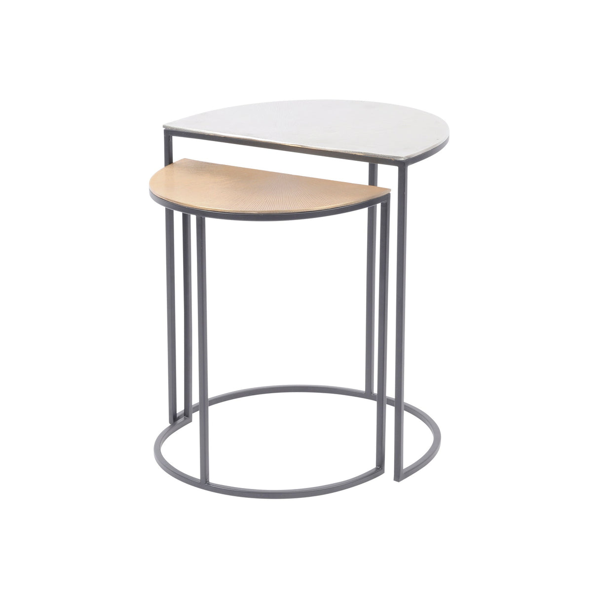 Starburst Set of 2 Semi Circle Side Tables - Gold & Silver