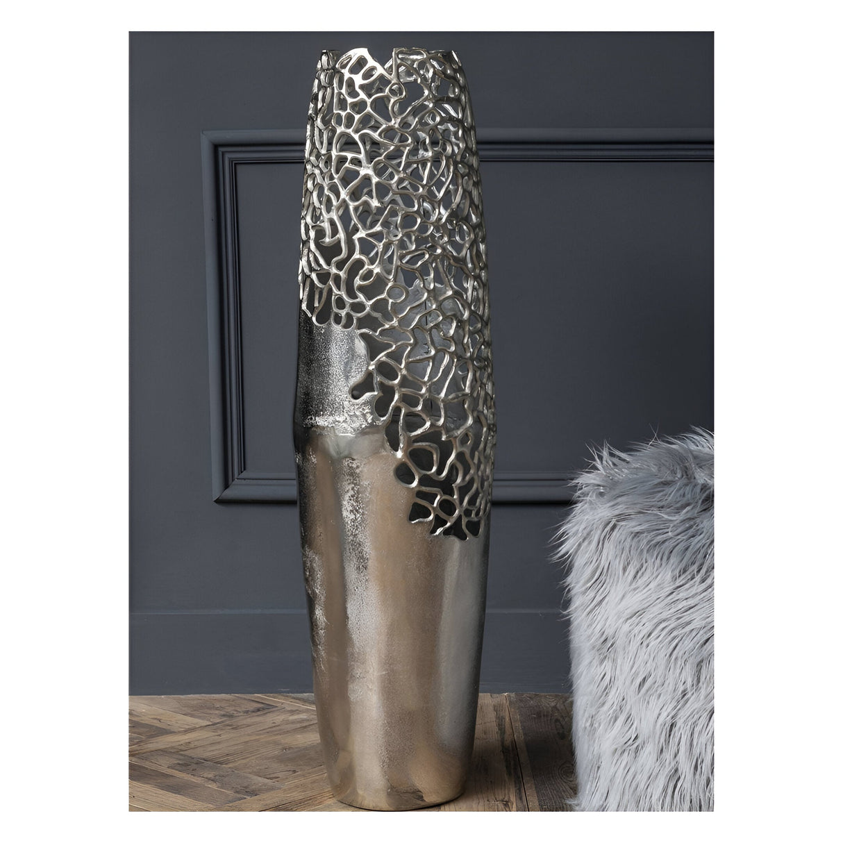 Apo Coral Aluminium Tall Vase - Silver