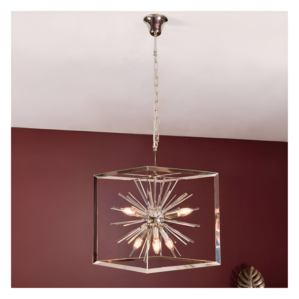 Small 6 Light Starburst Chandelier - Silver
