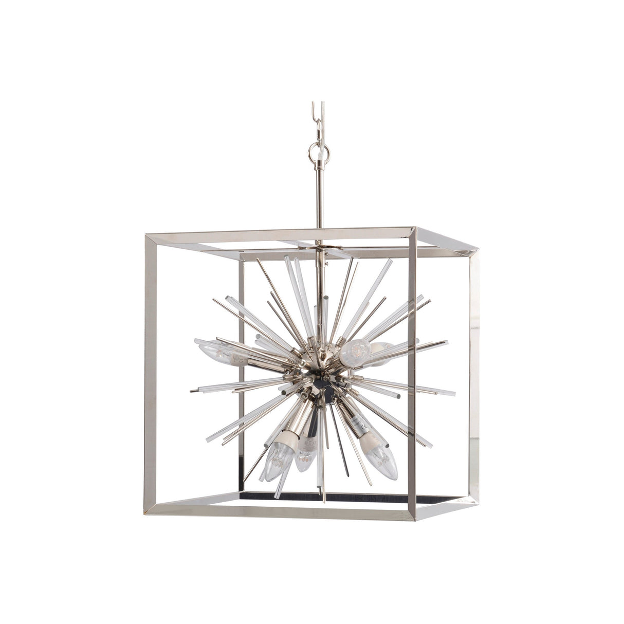 Small 6 Light Starburst Chandelier - Silver