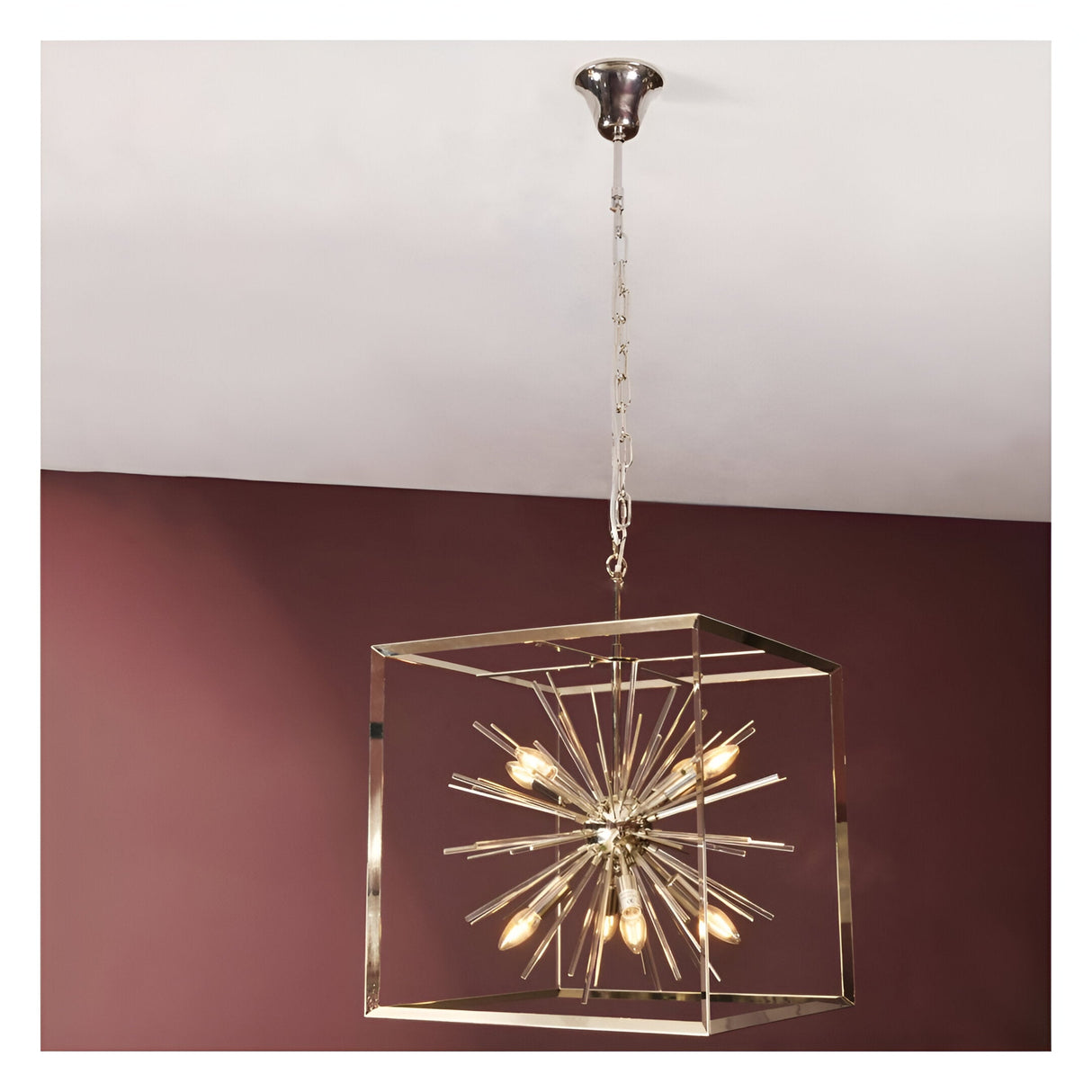 Large 8 Light Starburst Chandelier - Silver