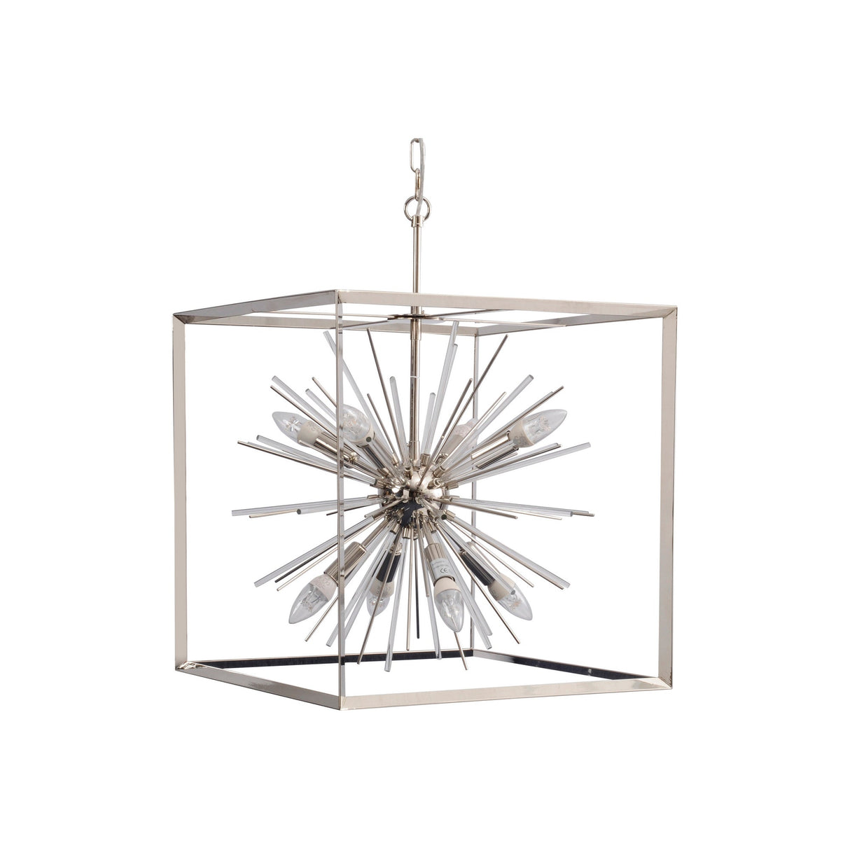 Large 8 Light Starburst Chandelier - Silver