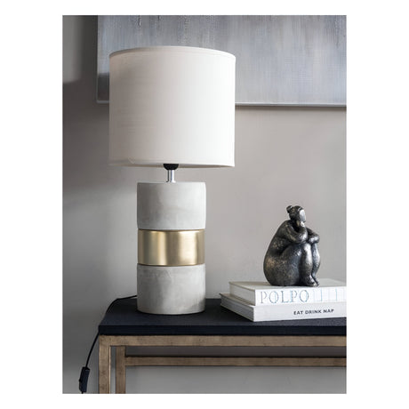Concrete Table Lamp - Gold With Natural Shade