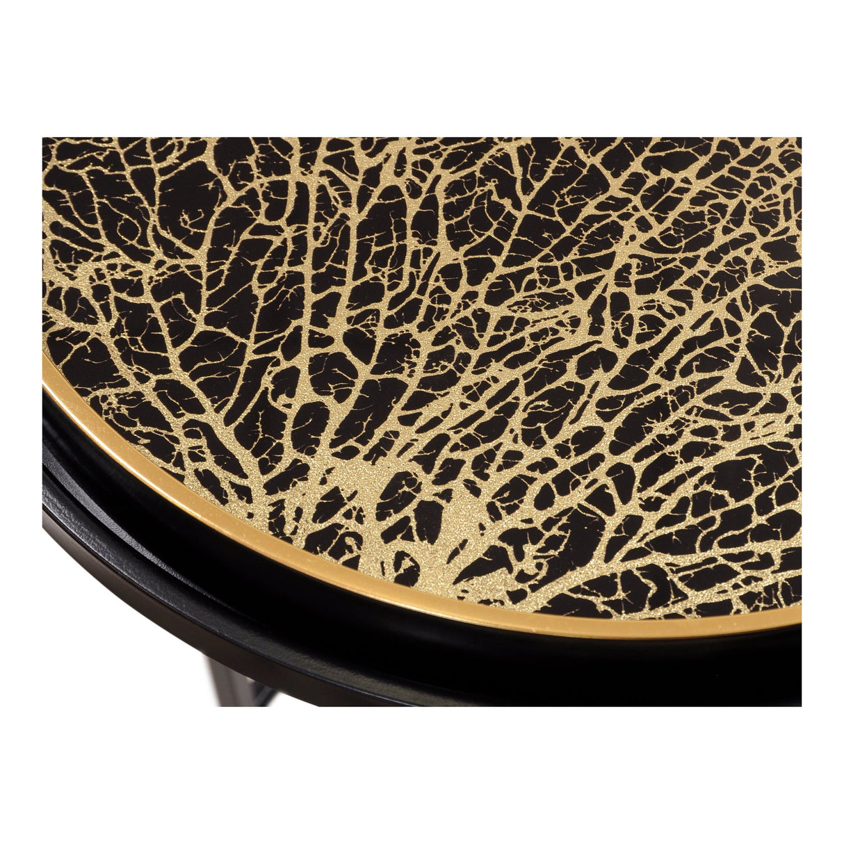 Coral Design Set of 2 Side Tray Tables - Black