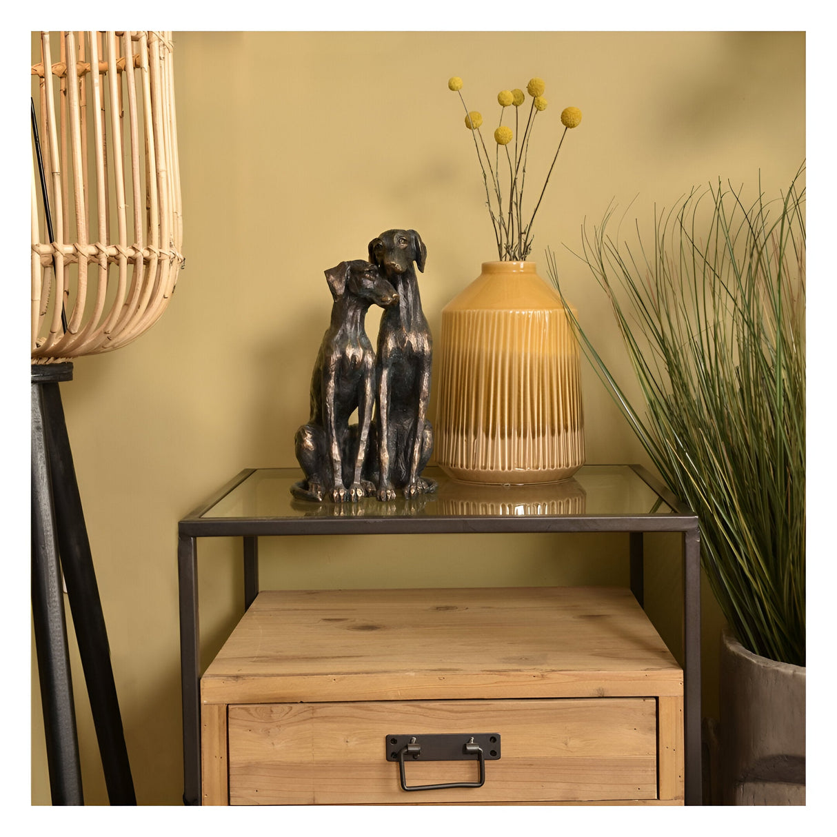 Antique Bronze Pup Figurine - 29cm