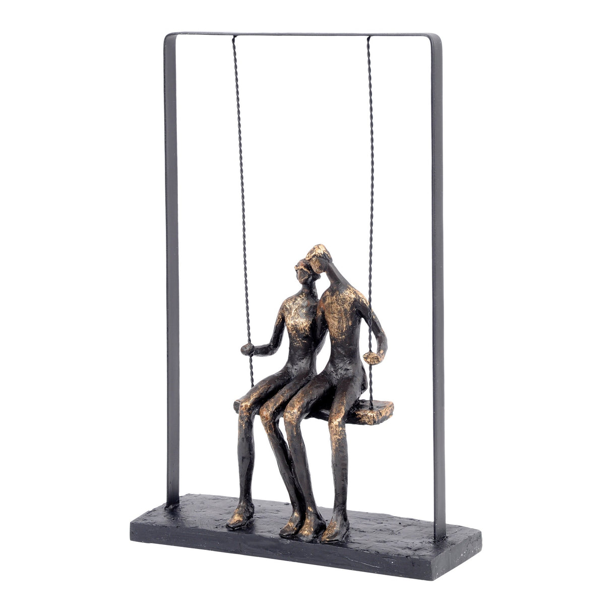 Couple Sitting On Swing Bronze Figurative Figurine - 37cm