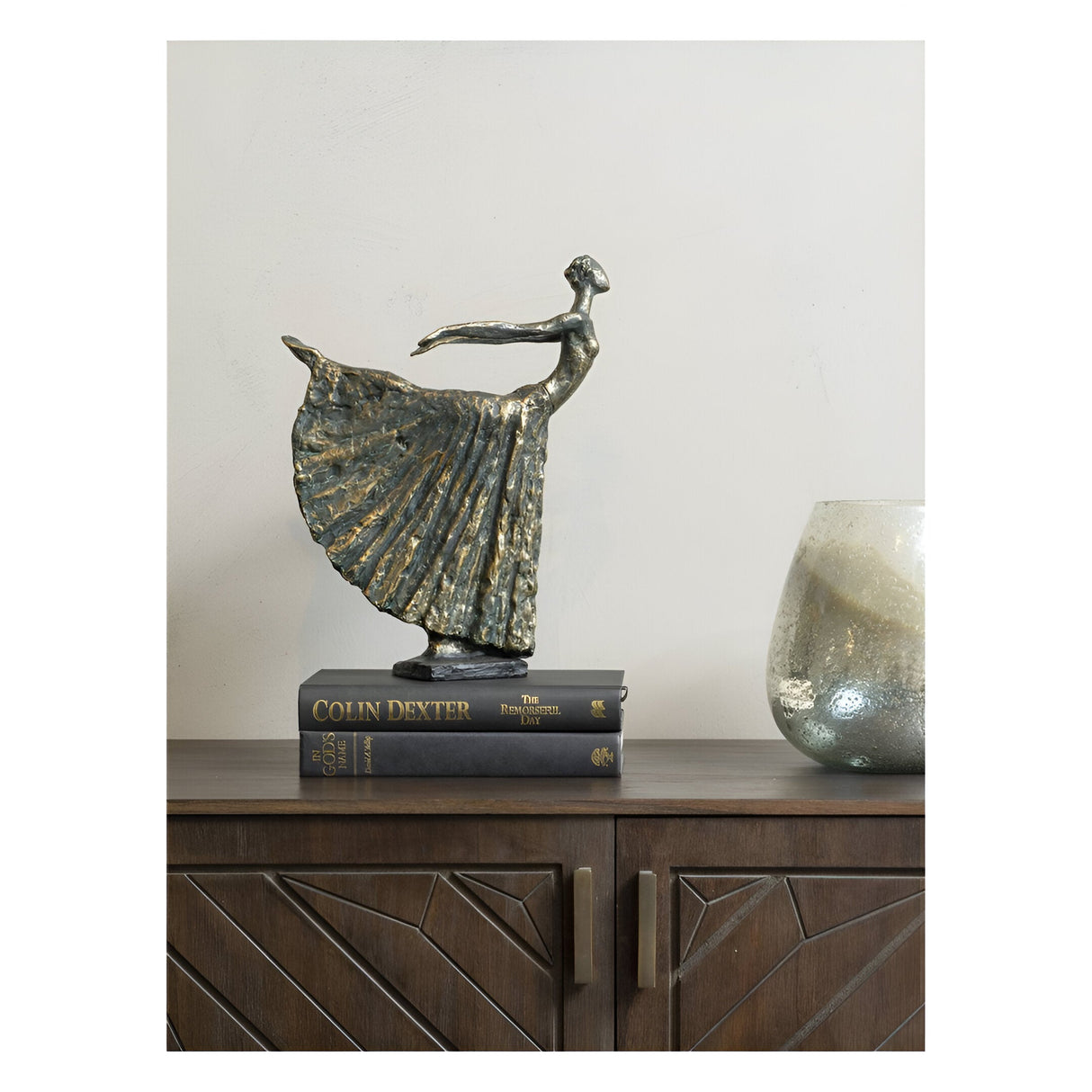 Standing Bronze Resin Lady Dancer Figurine - 32cm