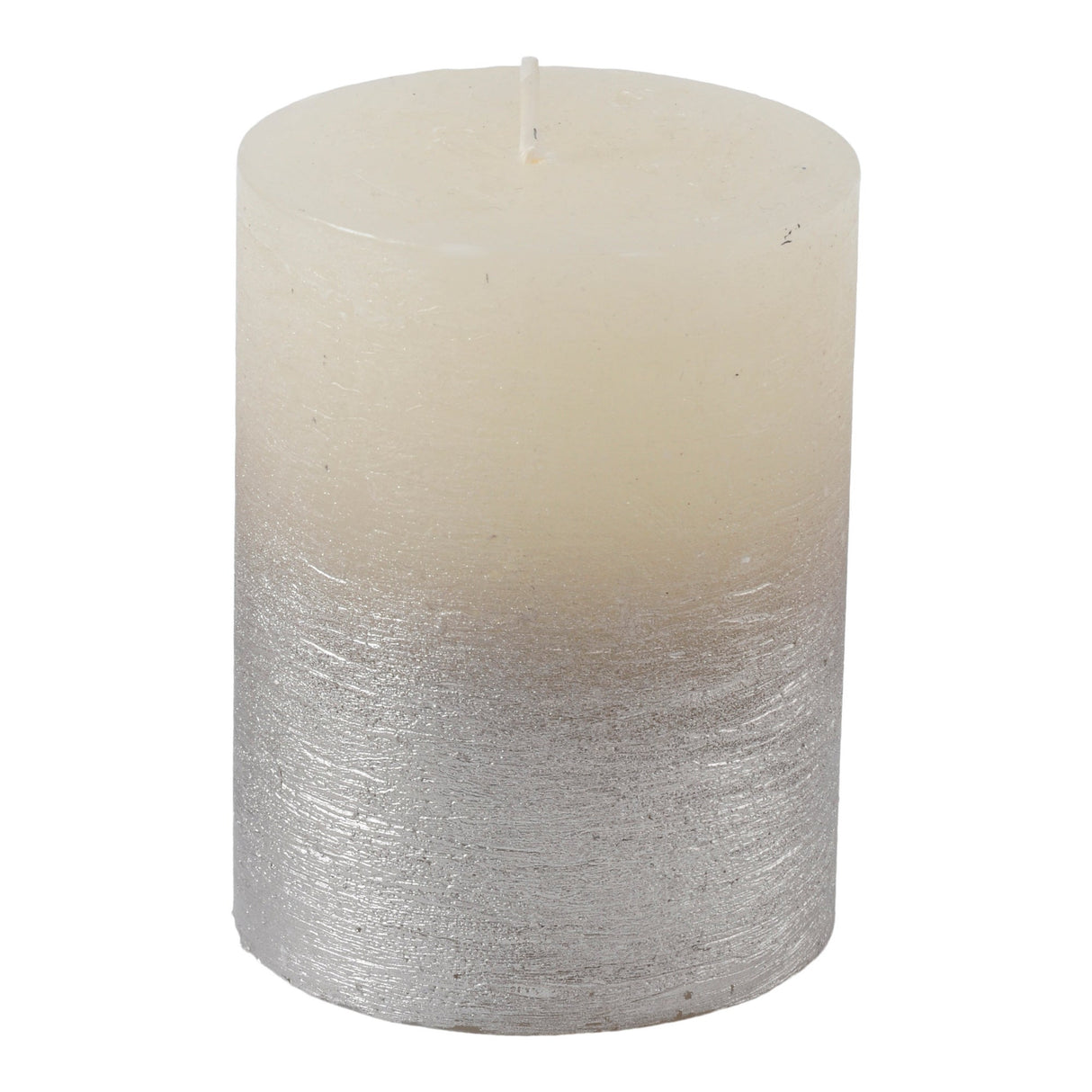 Libra White Pillar Candle With Metallic Silver Ombre Base - 7x19cm