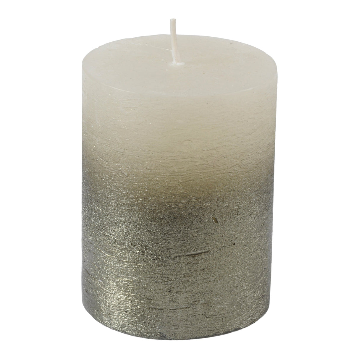 Libra White Pillar Candle With Metallic Green Ombre Base - 7x12cm