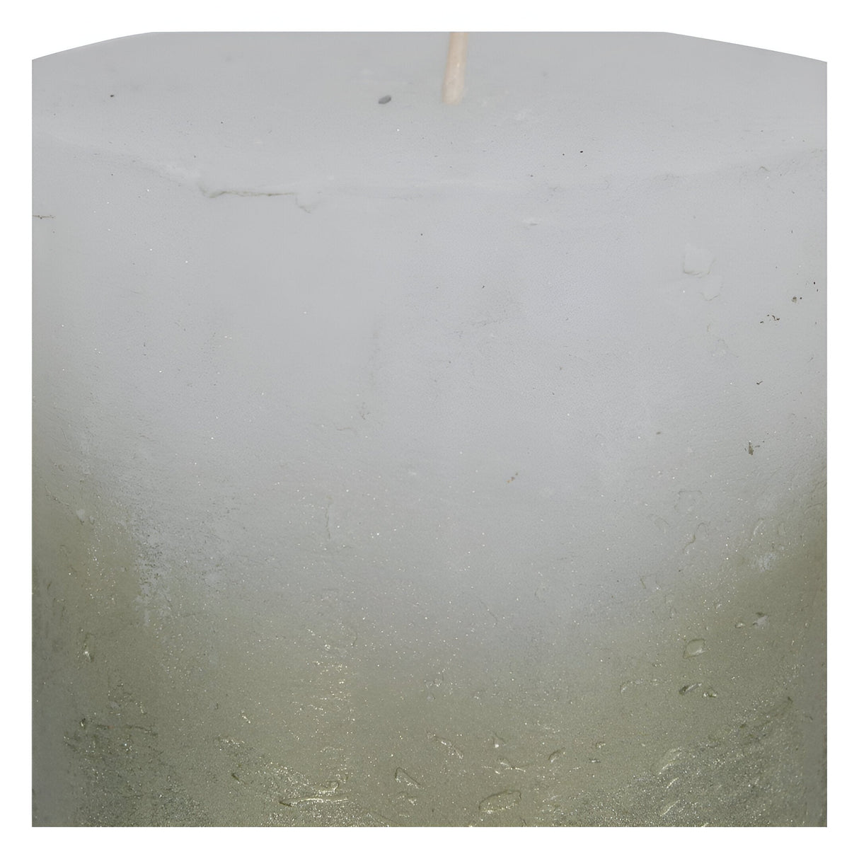 Libra White Pillar Candle With Metallic Green Ombre Base - 10x10cm
