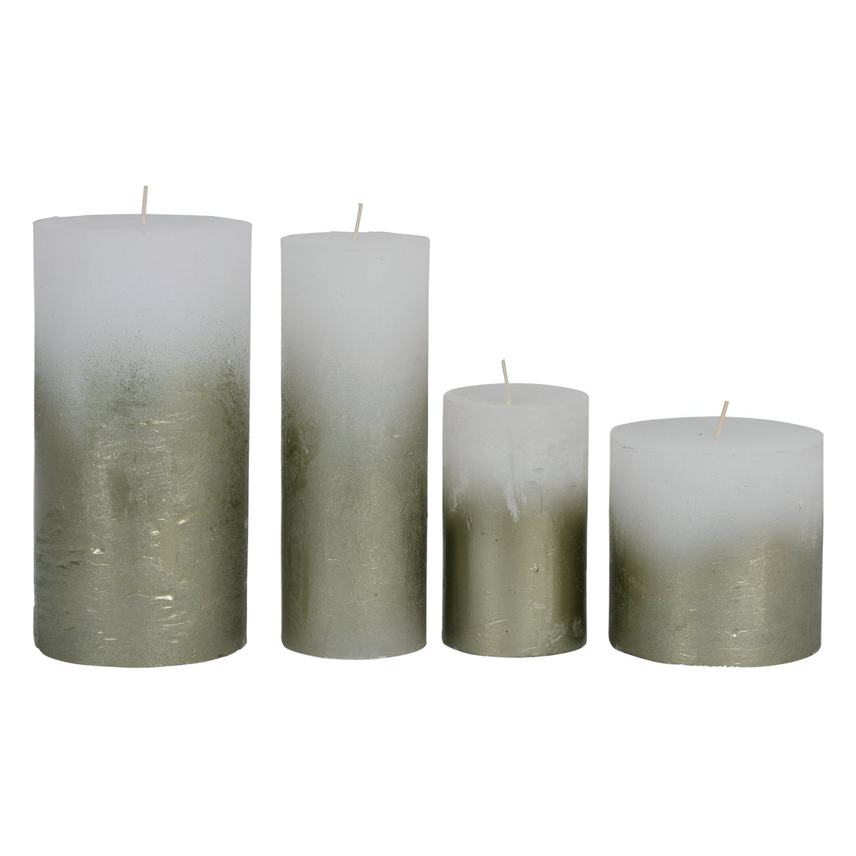 Libra White Pillar Candle With Metallic Green Ombre Base - 10x10cm