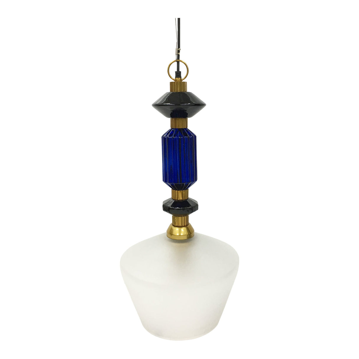 Alena 1 Light Frosted Glass Pendant - Ink Blue