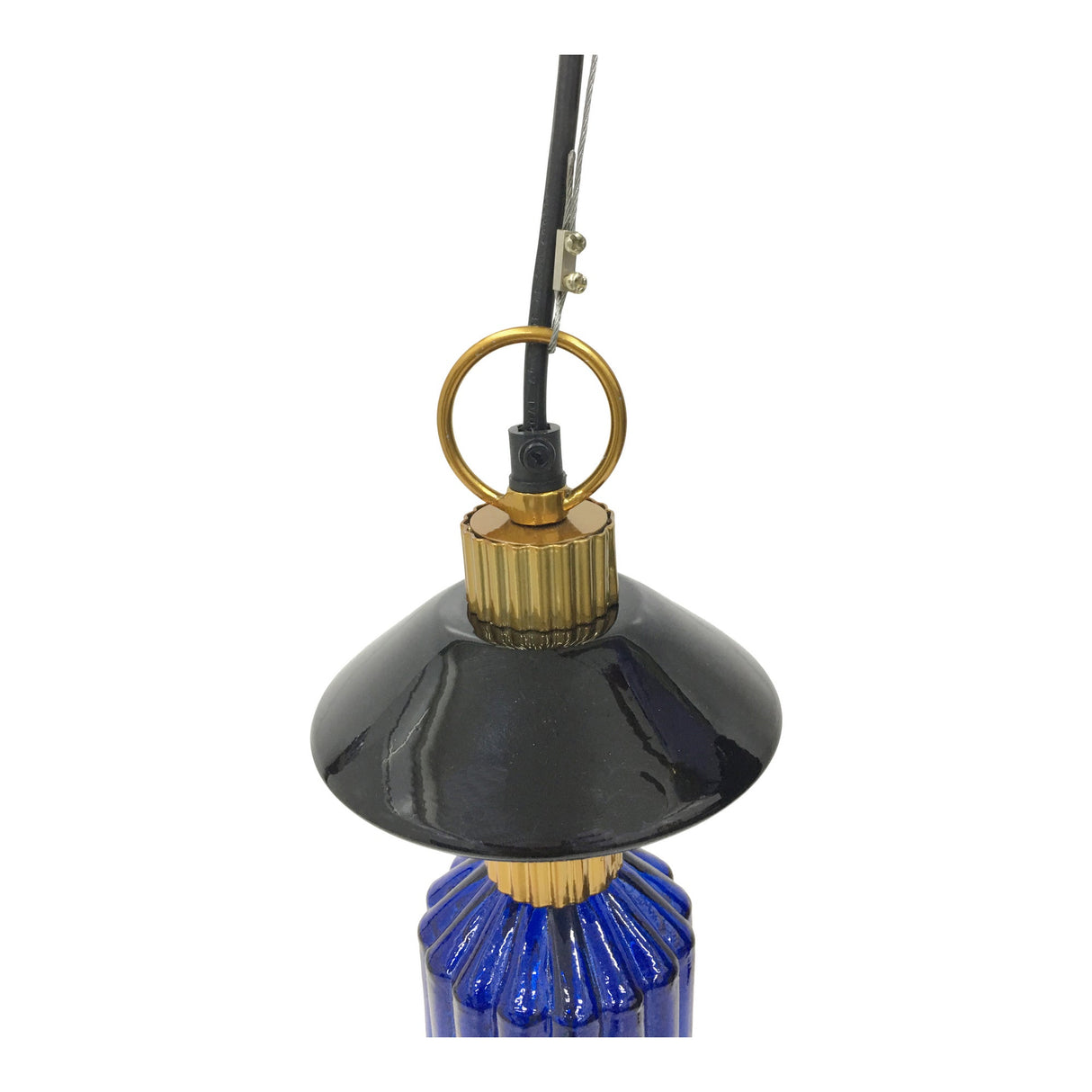 Alena 1 Light Frosted Glass Pendant - Ink Blue