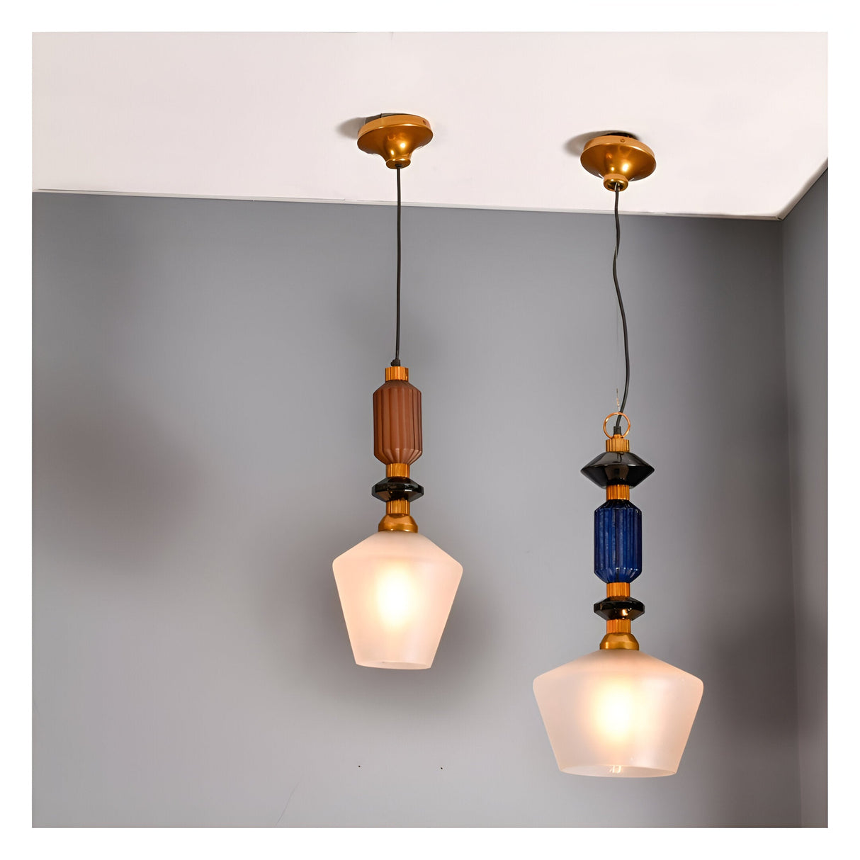 Alena 1 Light Frosted Glass Pendant - Ink Blue