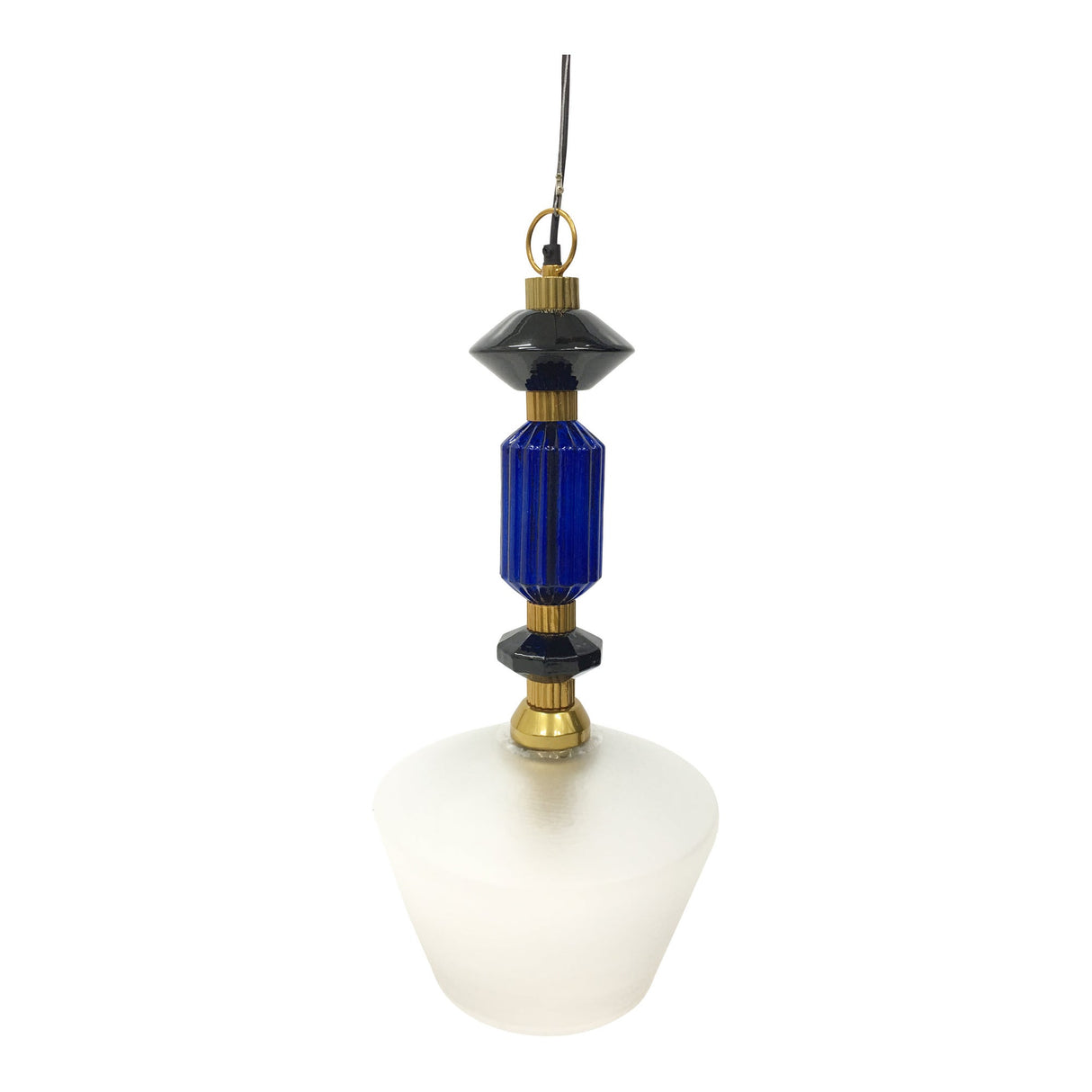 Alena 1 Light Frosted Glass Pendant - Ink Blue