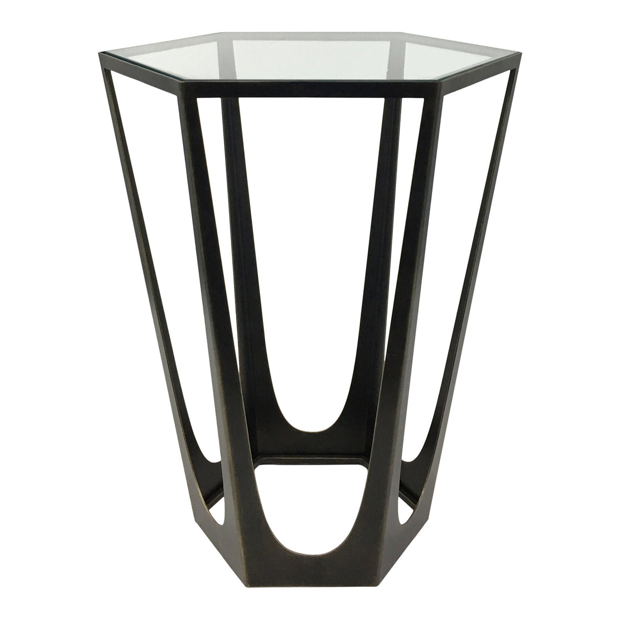 Catalan Side Table With Glass Top - Gilded Bronze