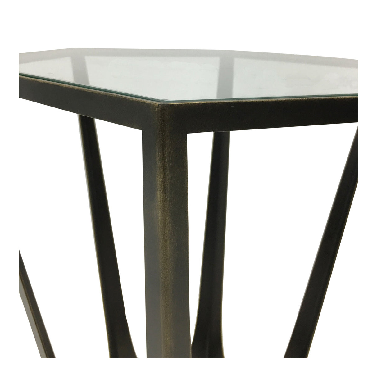 Catalan Side Table With Glass Top - Gilded Bronze