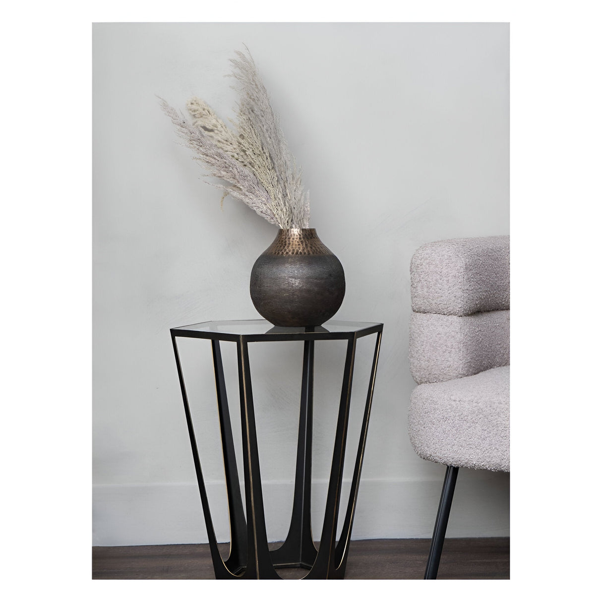 Catalan Side Table With Glass Top - Gilded Bronze