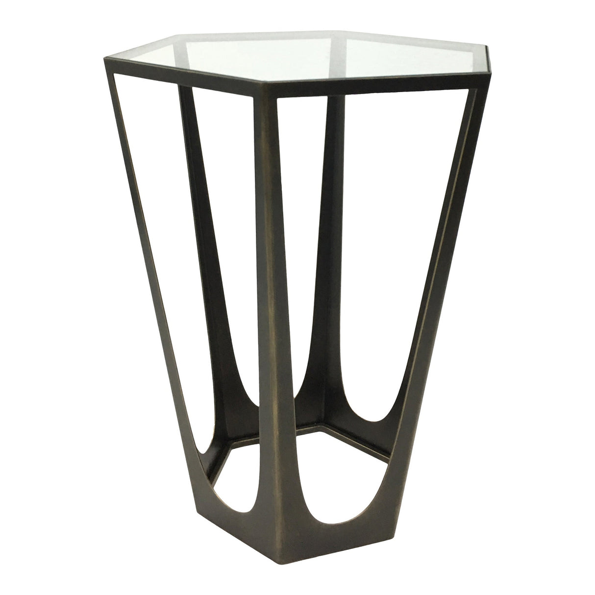 Catalan Side Table With Glass Top - Gilded Bronze