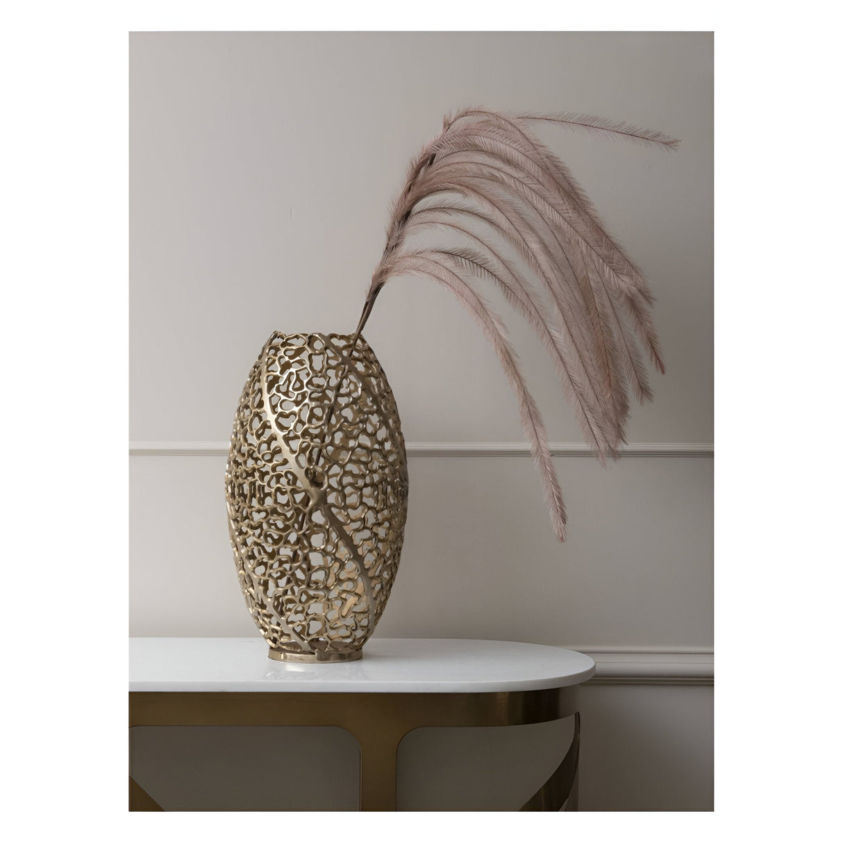 Aussie Coral Aluminium Barrel Vase - Gold