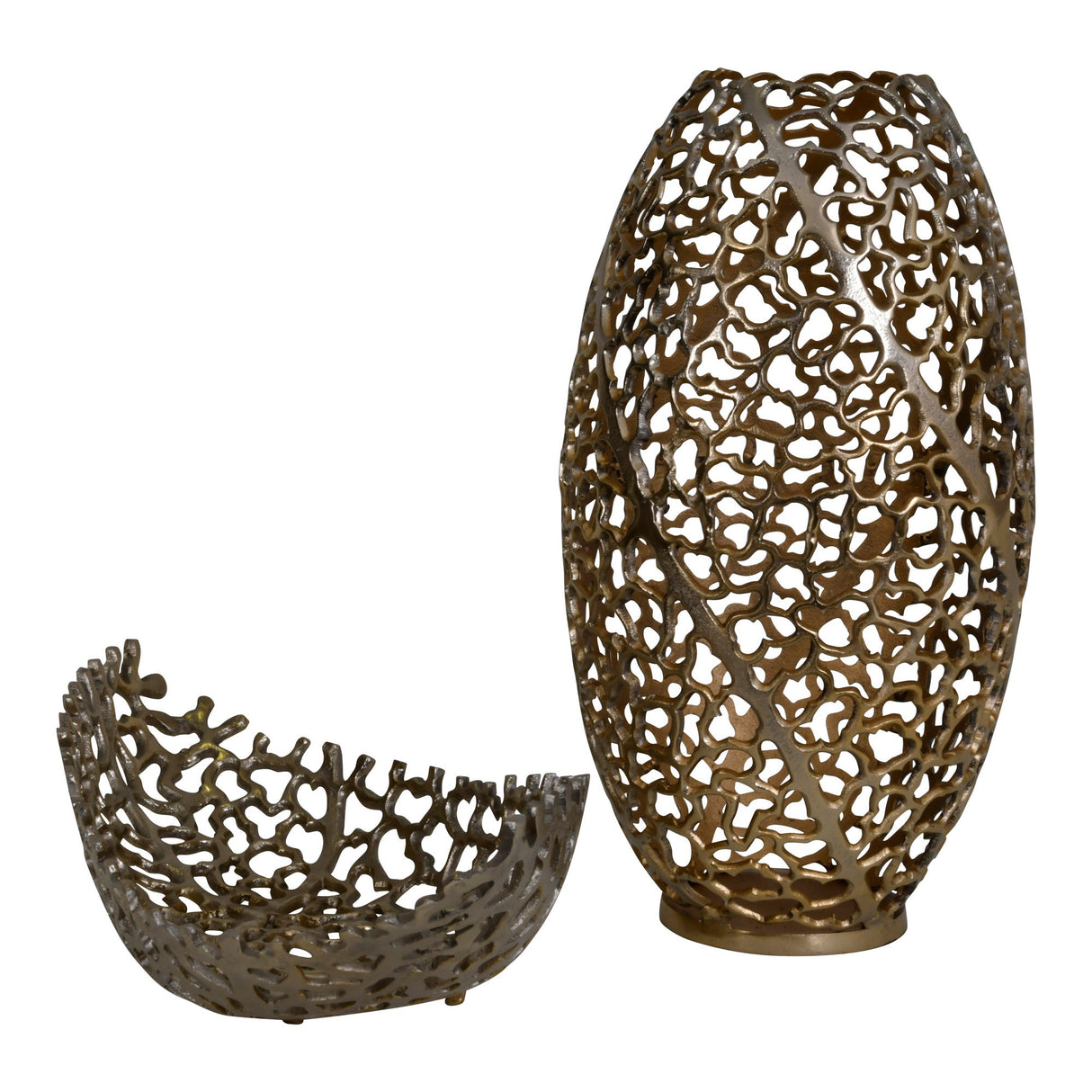 Aussie Coral Aluminium Barrel Vase - Gold