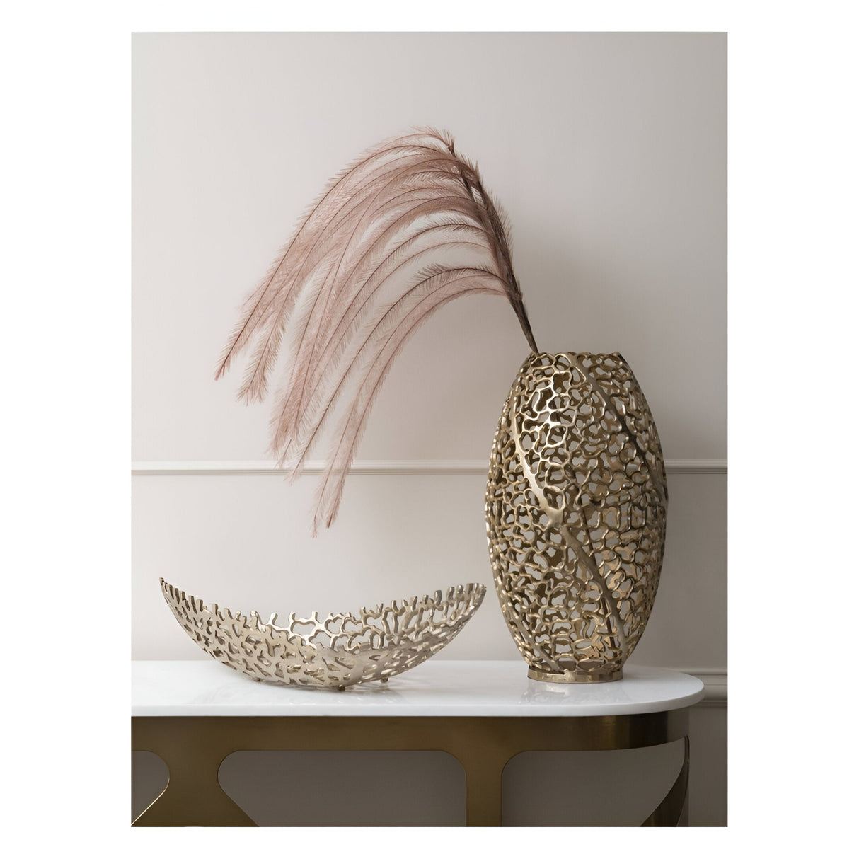 Aussie Coral Aluminium Ellipse Bowl - Gold