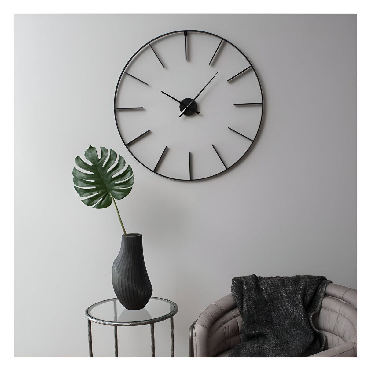 Tiverton Skeleton Wall Clock 80cm - Black