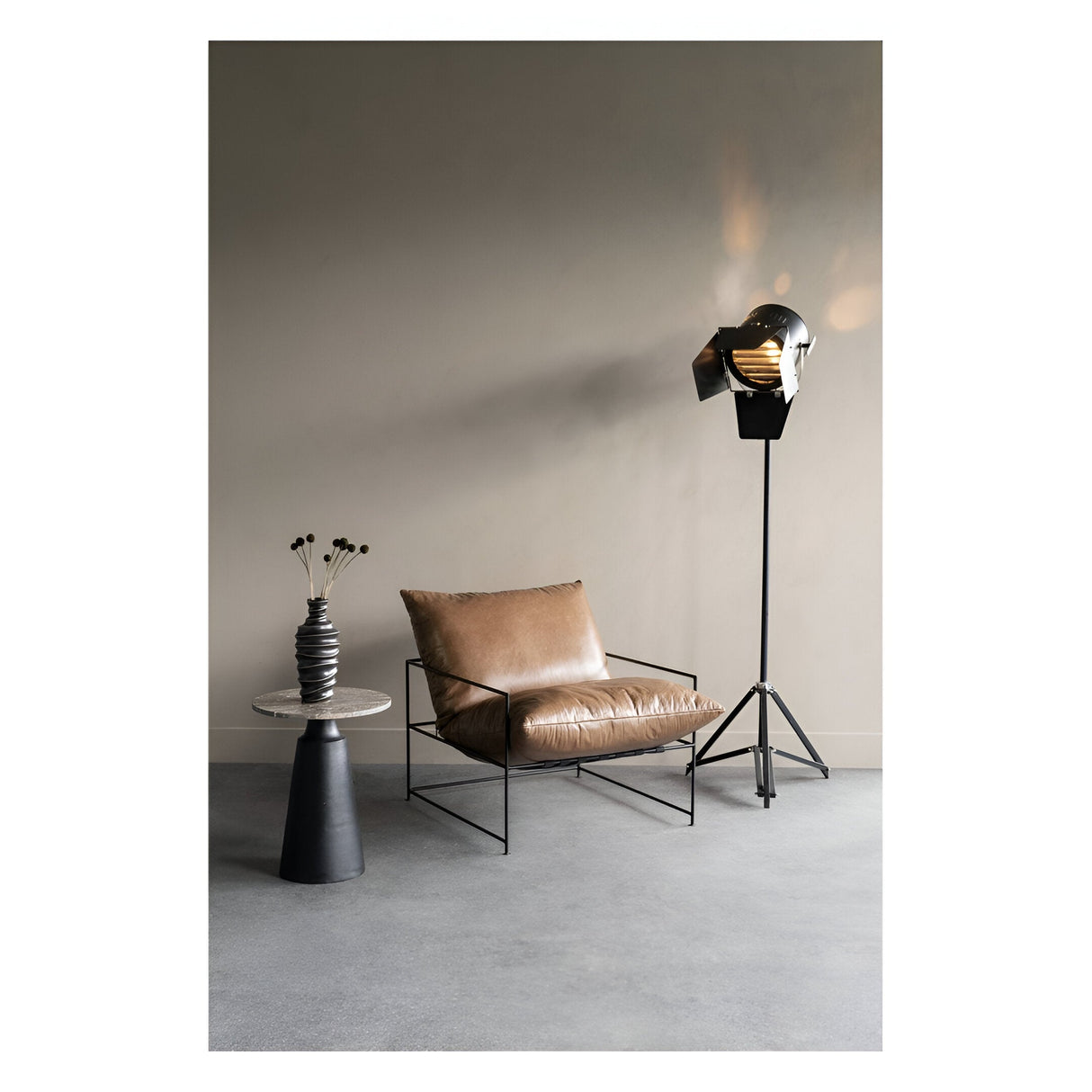 Clarky Tripod Spotlight Floor Lamp - Black