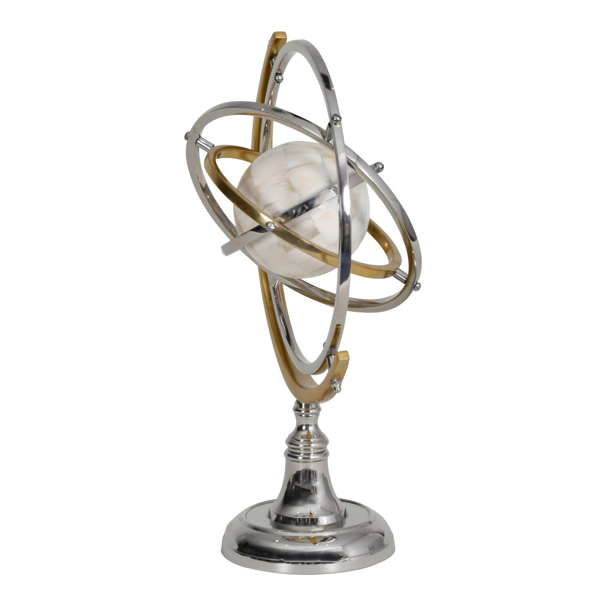 Colley Stainless Steel Armilliary Figurine With Bone Globe - 40cm
