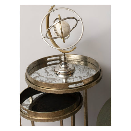 Colley Stainless Steel Armilliary Figurine With Bone Globe - 40cm