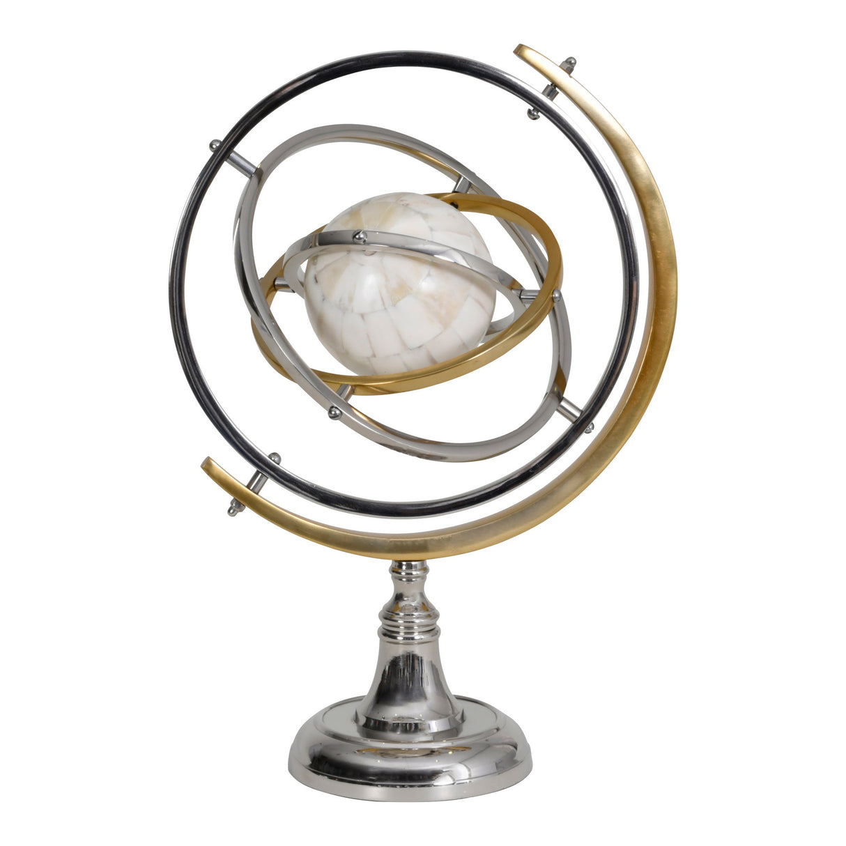 Colley Stainless Steel Armilliary Figurine With Bone Globe - 40cm