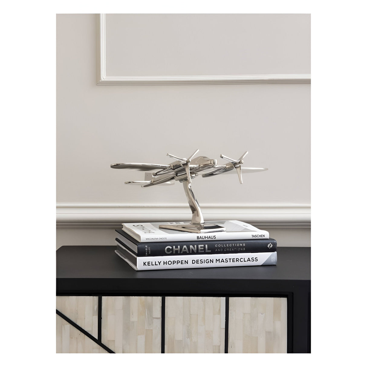 Turboprop Silver Aluminium Aeroplane Figurine - 40cm