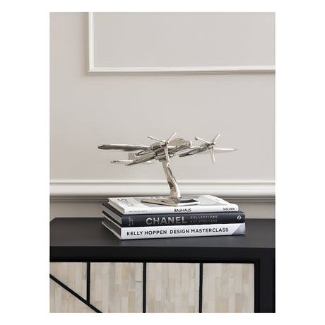Turboprop Silver Aluminium Aeroplane Figurine - 40cm